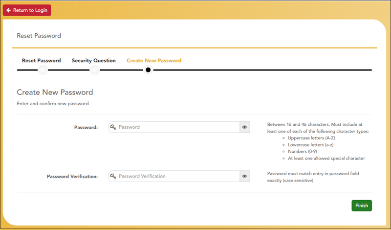 Reset Password Create New Password